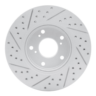 R1 16-26 Honda Civic Coupe Front Right Drilled & Slotted Geo-Carbon Rotor