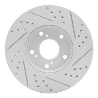 R1 16-26 Honda Civic Hatchback Front Left Drilled & Slotted Geo-Carbon Rotor