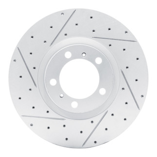 R1 10-24 Audi E-Tron Gt Left Front Drilled & Slotted Geo-Carbon Rotor