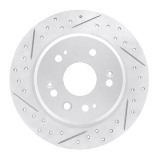 R1 02-04 Honda Cr-V Rear Left Drilled & Slotted Geo-Carbon Rotor