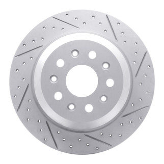 R1 18-25 Jeep Wrangler Rear Right Drilled & Slotted Geo-Carbon Rotor