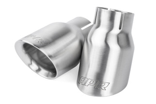 APR Double-Walled 3.5in Slash-Cut Tips - Brushed Silver - Set of 2