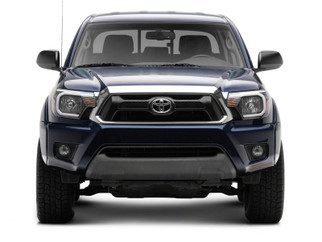 Raxiom 12-15 Toyota Tacoma Axial Series Headlights/Seq LED Bar- Black- Clear Lens