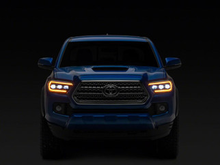 Raxiom 16-23 Toyota Tacoma CXR Series V2 LED Projector Headlights- Black Housing- Clear Lens