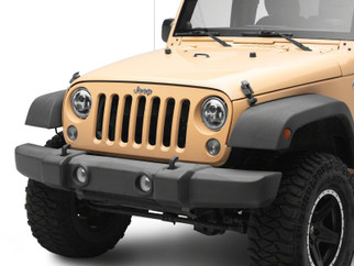 Raxiom 07-18 Jeep Wrangler Axial Series 7-Inch LED Headlights w DRL/ Black Housing - Clear Lens