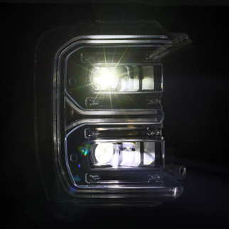 AlphaRex 23-26 Ford F-250 SD LUXX LED Proj Headlights Blk w/Activ Light/Seq Signal/Switchback
