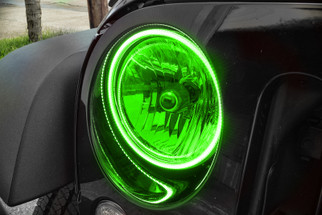 Oracle 07-17 Jeep Wrangler Surface Mount LED Headlight Halo Kit - Green
