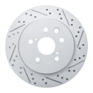 R1 06-20 Lexus Is200T Rear Right Drilled & Slotted Geo-Carbon Rotor