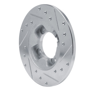 R1 81-85 Mazda GLC Front Left Drilled & Slotted Silver Brake Rotor