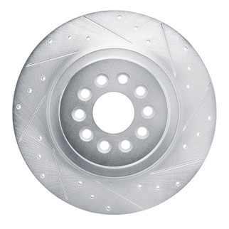 R1 03-05 Jaguar S-Type Rear Right Drilled & Slotted Silver Brake Rotor