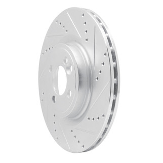 R1 09-14 Mini Cooper Clubman Front Right Drilled & Slotted Silver Brake Rotor