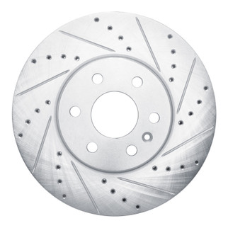 R1 21-22 Chevrolet Colorado Front Right Drilled & Slotted Silver Brake Rotor