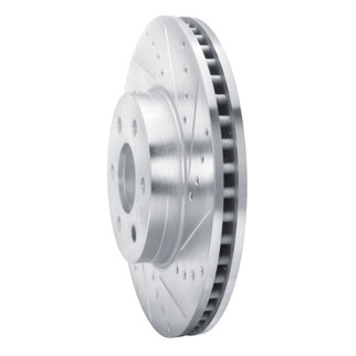 R1 21-22 Chevrolet Colorado Front Right Drilled & Slotted Silver Brake Rotor
