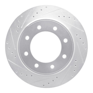 R1 12-21 Nissan NV1500 Rear Left Drilled & Slotted Silver Brake Rotor
