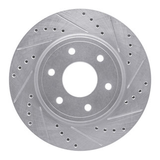 R1 05-21 Nissan Frontier Front Right Drilled & Slotted Silver Brake Rotor