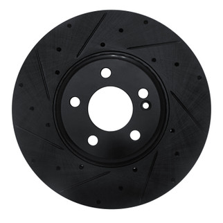 R1 15-23 Mercedes-Benz C300 Sedan Front Left Drilled & Slotted Black Brake Rotor