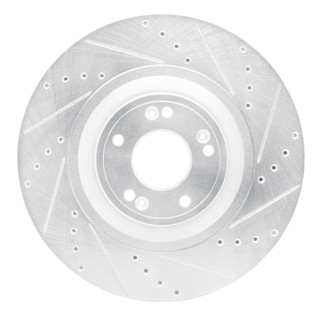 R1 12-17 Genesis G80 Front Right Drilled & Slotted Silver Brake Rotor