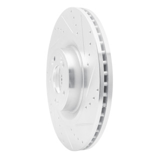 R1 12-17 Genesis G80 Front Right Drilled & Slotted Silver Brake Rotor