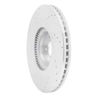 R1 12-17 Genesis G80 Front Right Drilled & Slotted Silver Brake Rotor