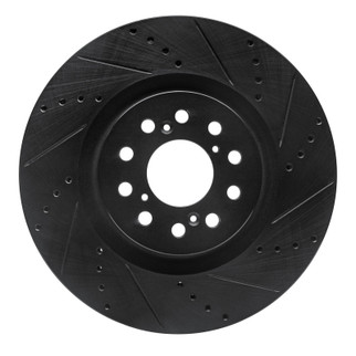 R1 17-25 Acura Integra Front Left Drilled & Slotted Black Brake Rotor