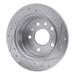 R1 94-96 Saab 900 Rear Left Drilled & Slotted Silver Brake Rotor