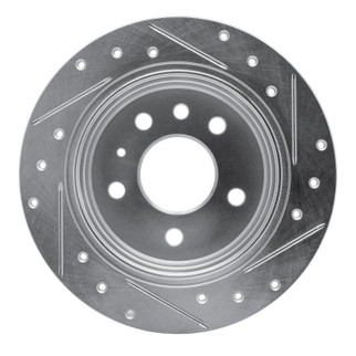 R1 94-96 Saab 900 Rear Left Drilled & Slotted Silver Brake Rotor