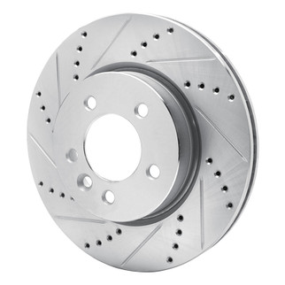 R1 05-07 Land Rover LR3 Front Left Drilled & Slotted Silver Brake Rotor