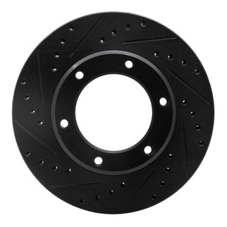 R1 90-92 Toyota Land Cruiser Front Left Drilled & Slotted Black Brake Rotor