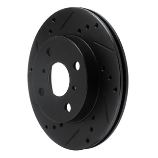 R1 99-05 Toyota Echo Front Left Drilled & Slotted Black Brake Rotor