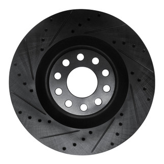 R1 01-03 Audi S8 Front Left Drilled & Slotted Black Brake Rotor