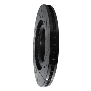 R1 01-03 Audi S8 Front Left Drilled & Slotted Black Brake Rotor