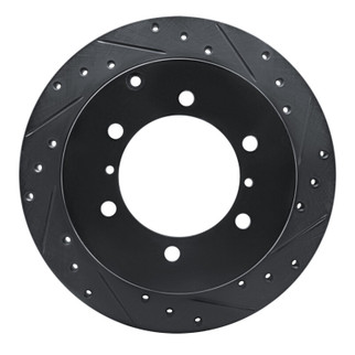 R1 90-04 Mitsubishi Montero Sport (USA/Canada) Rear Right Drilled & Slotted Black Brake Rotor