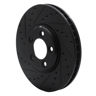 R1 00-06 Ford Thunderbird Front Left Drilled & Slotted Black Brake Rotor