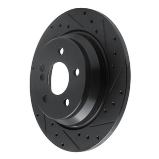 R1 07-13 Mercedes-Benz S550 Rear Right Drilled & Slotted Black Brake Rotor