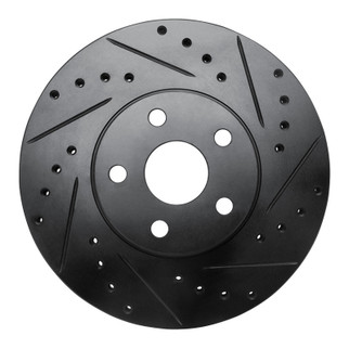 R1 87-91 Lexus ES250 Front Right Drilled & Slotted Black Brake Rotor