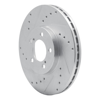 R1 93-07 Ford Thunderbird Front Left Drilled & Slotted Silver Brake Rotor