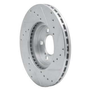 R1 93-07 Ford Thunderbird Front Left Drilled & Slotted Silver Brake Rotor