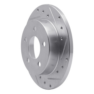 R1 94-04 Ford Mustang Rear Right Drilled & Slotted Silver Brake Rotor