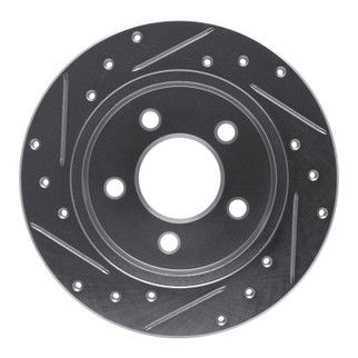 R1 94-04 Ford Mustang Rear Right Drilled & Slotted Silver Brake Rotor