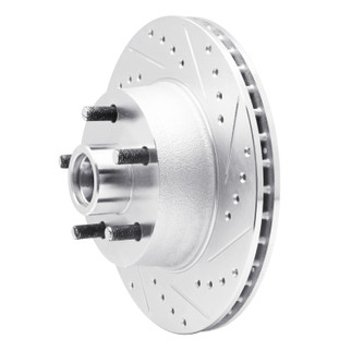 R1 68-70 Ford Mustang Front Right Drilled & Slotted Silver Brake Rotor