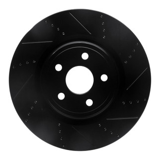 R1 2012-2025 Dodge Durango Front Right Drilled & Slotted Black Brake Rotor