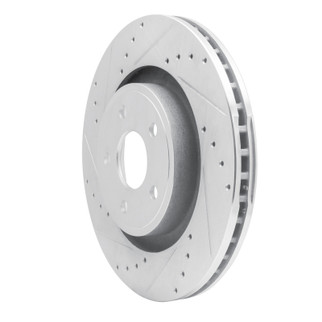 R1 06-10 Jeep Grand Cherokee Front Left Drilled & Slotted Silver Brake Rotor