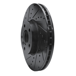 R1 07-19 BMW X6 Front Left Drilled & Slotted Black Brake Rotor