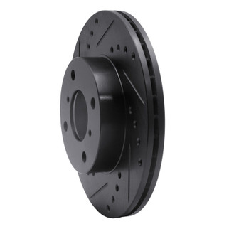 R1 99-07 Suzuki Aerio Front Left Drilled & Slotted Black Brake Rotor