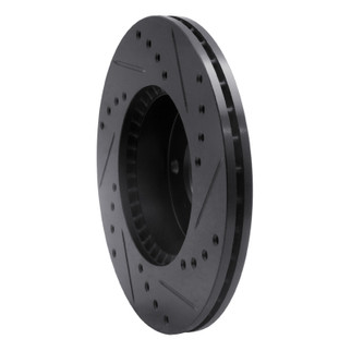 R1 99-07 Suzuki Aerio Front Left Drilled & Slotted Black Brake Rotor