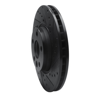 R1 07-18 Land Rover Range Rover Evoque Front Right Drilled & Slotted Black Brake Rotor