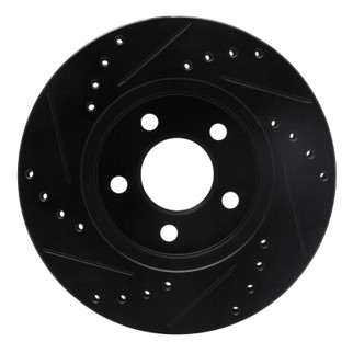R1 86-90 Chrysler Town & Country Front Right Drilled & Slotted Black Brake Rotor