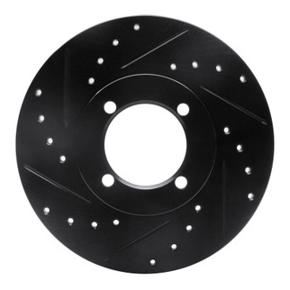R1 74-79 Lotus Eclat Front Left Drilled & Slotted Black Brake Rotor