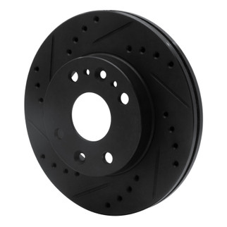 R1 94-02 Ford ASPIRE Front Left Drilled & Slotted Black Brake Rotor
