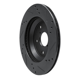 R1 -25 Subaru Crosstrek Rear Left Drilled & Slotted Black Brake Rotor